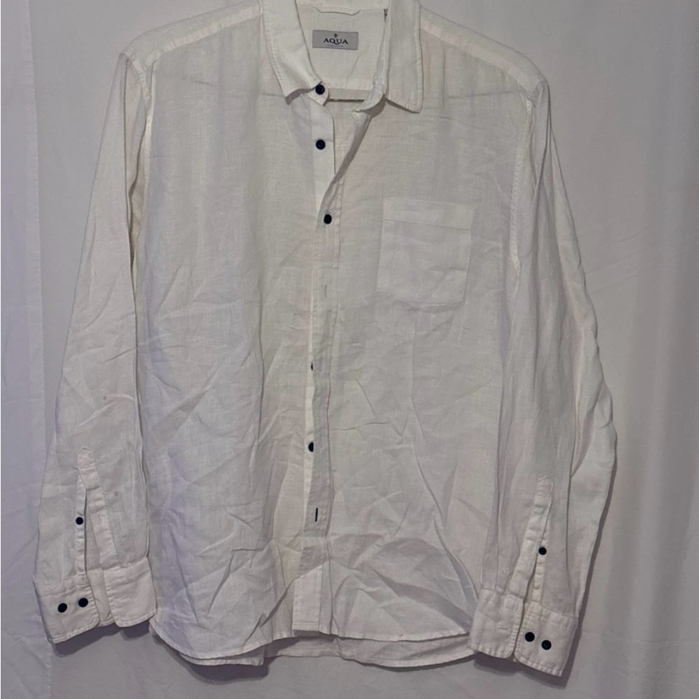 Aqua Men's Classic White Casual Shirt
